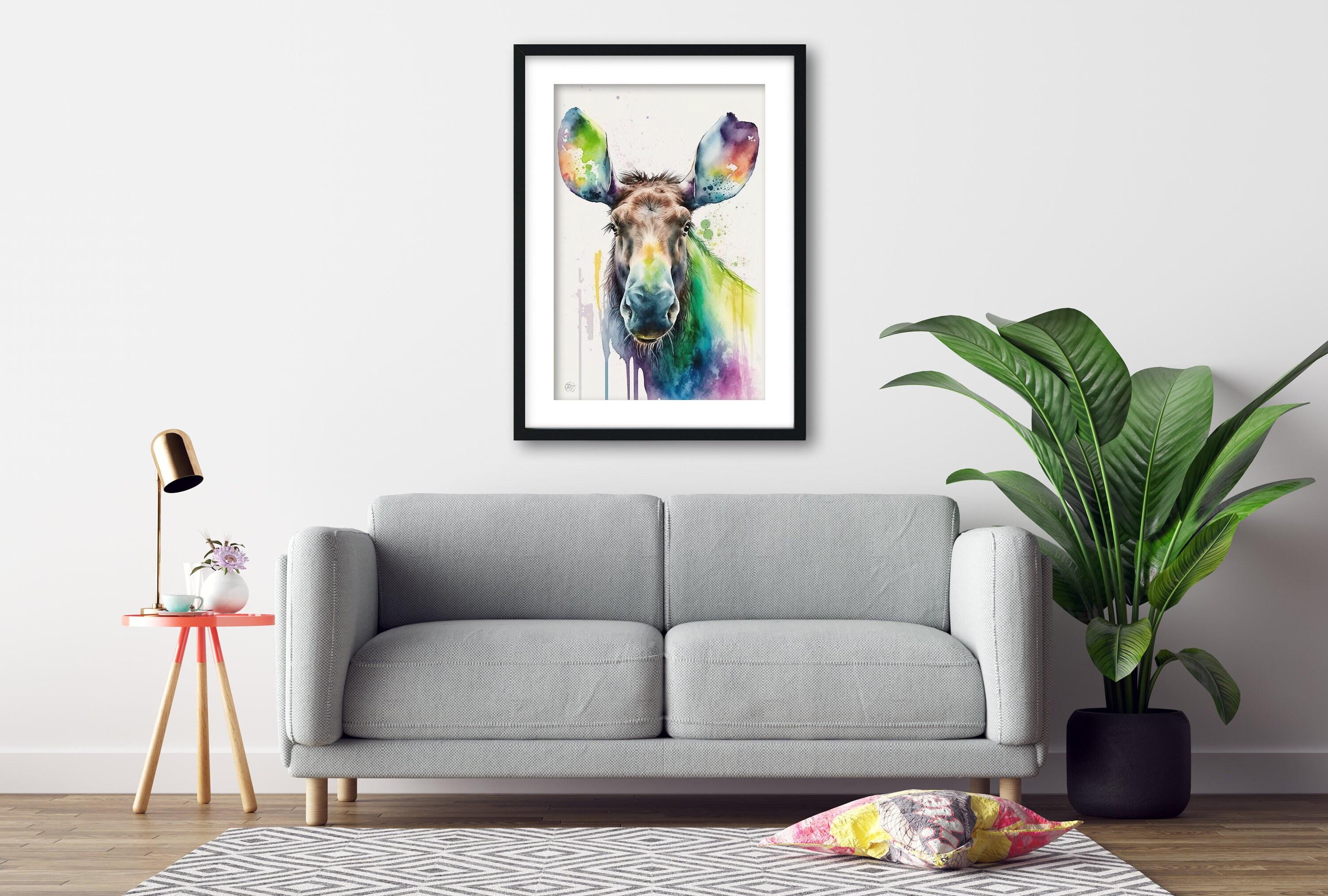 Majestic Moose: Watercolor Moose Wall Art Print, Giclee Print on Canvas, Artist Paper, Watercolor Paper, Available in Extra Large Sizes
