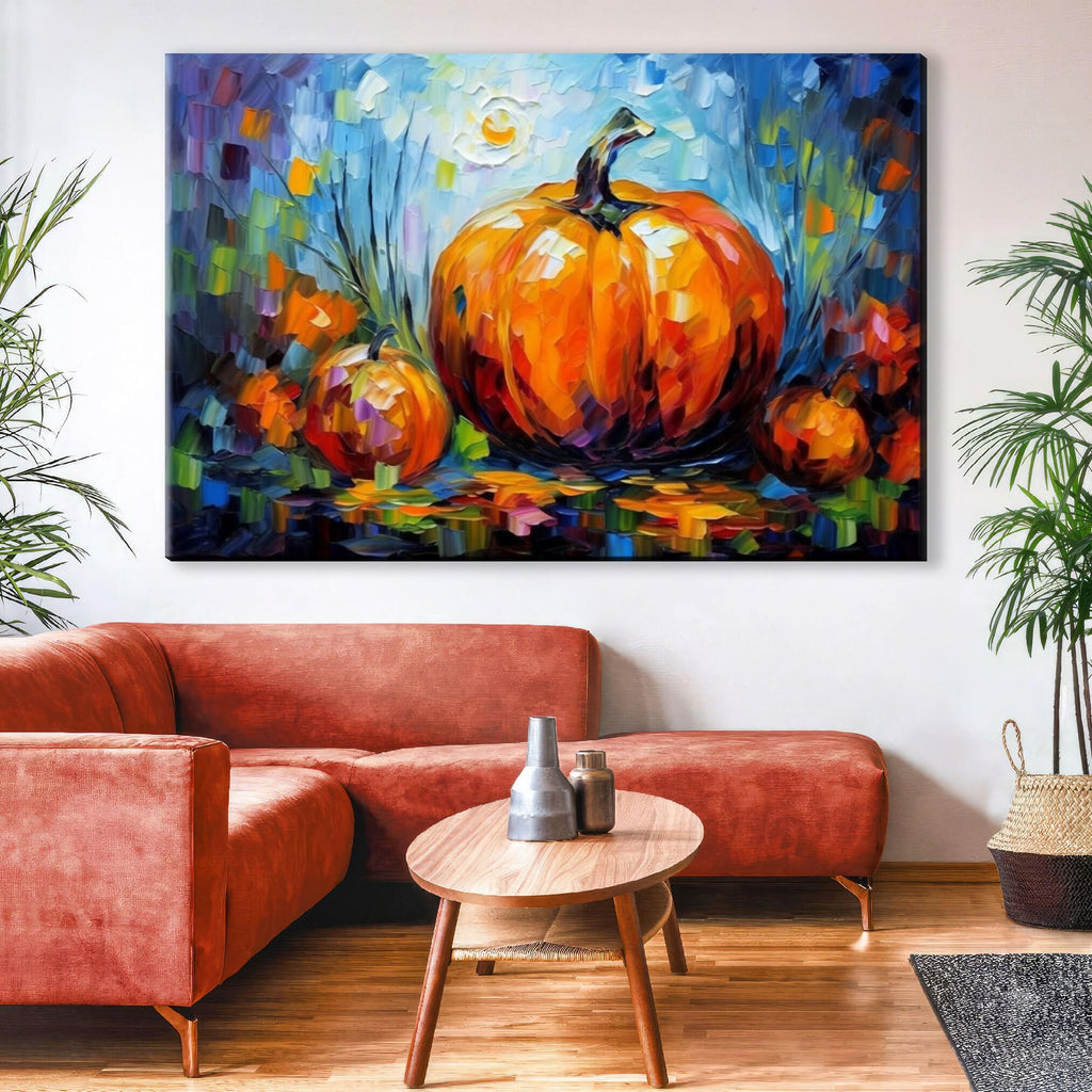 Pumpkin Wall Art – Large Gallery Wrapped Canvas | Halloween Canvas Art Decor