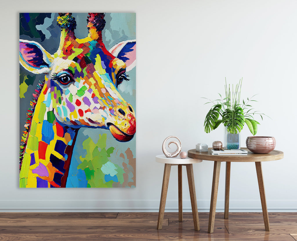 Giraffe Wall Art - Kids Room Canvas With Safari Theme Decor & Wildlife Lover Gift