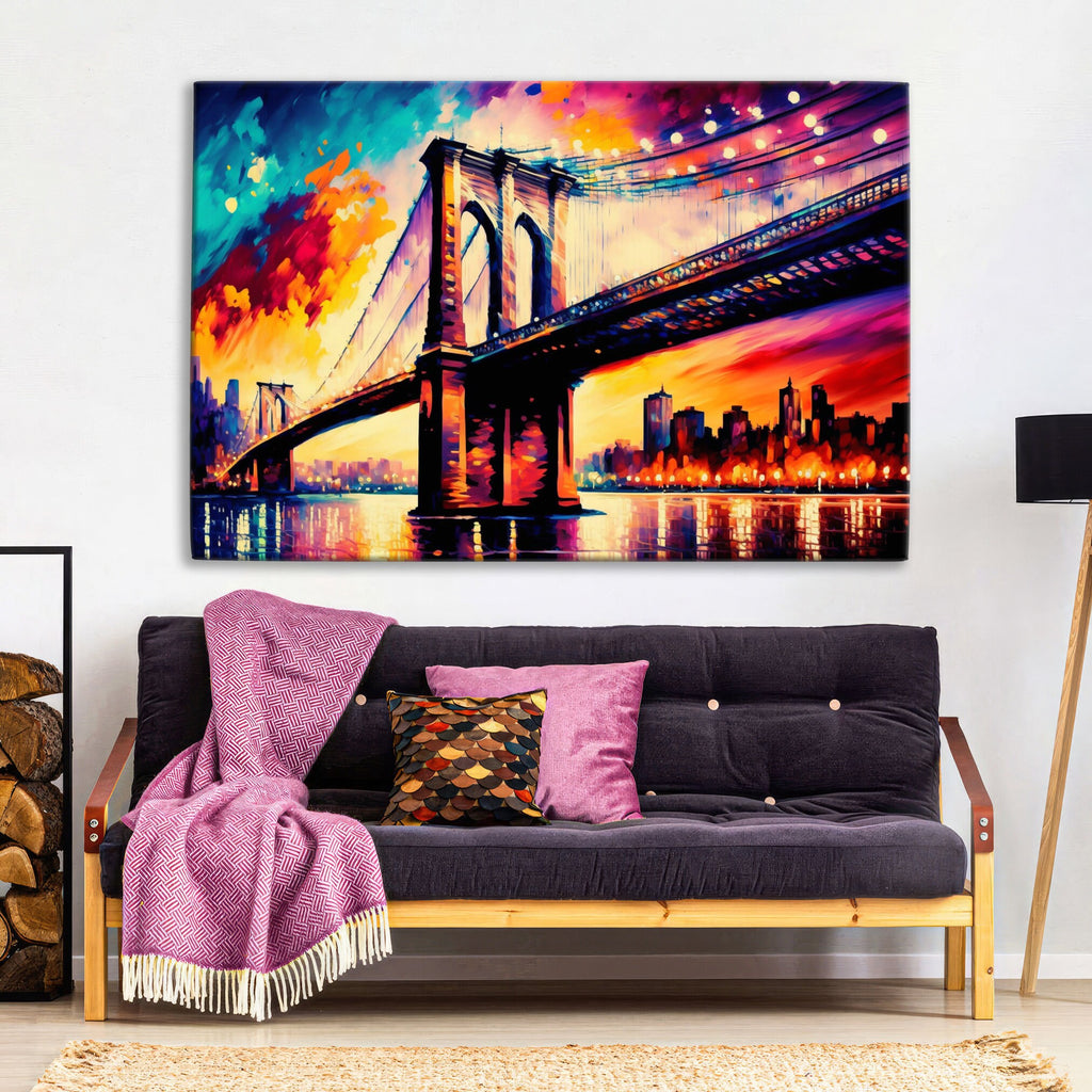 Brooklyn Bridge Canvas - Large NYC Wall Art | Urban Cityscape Decor