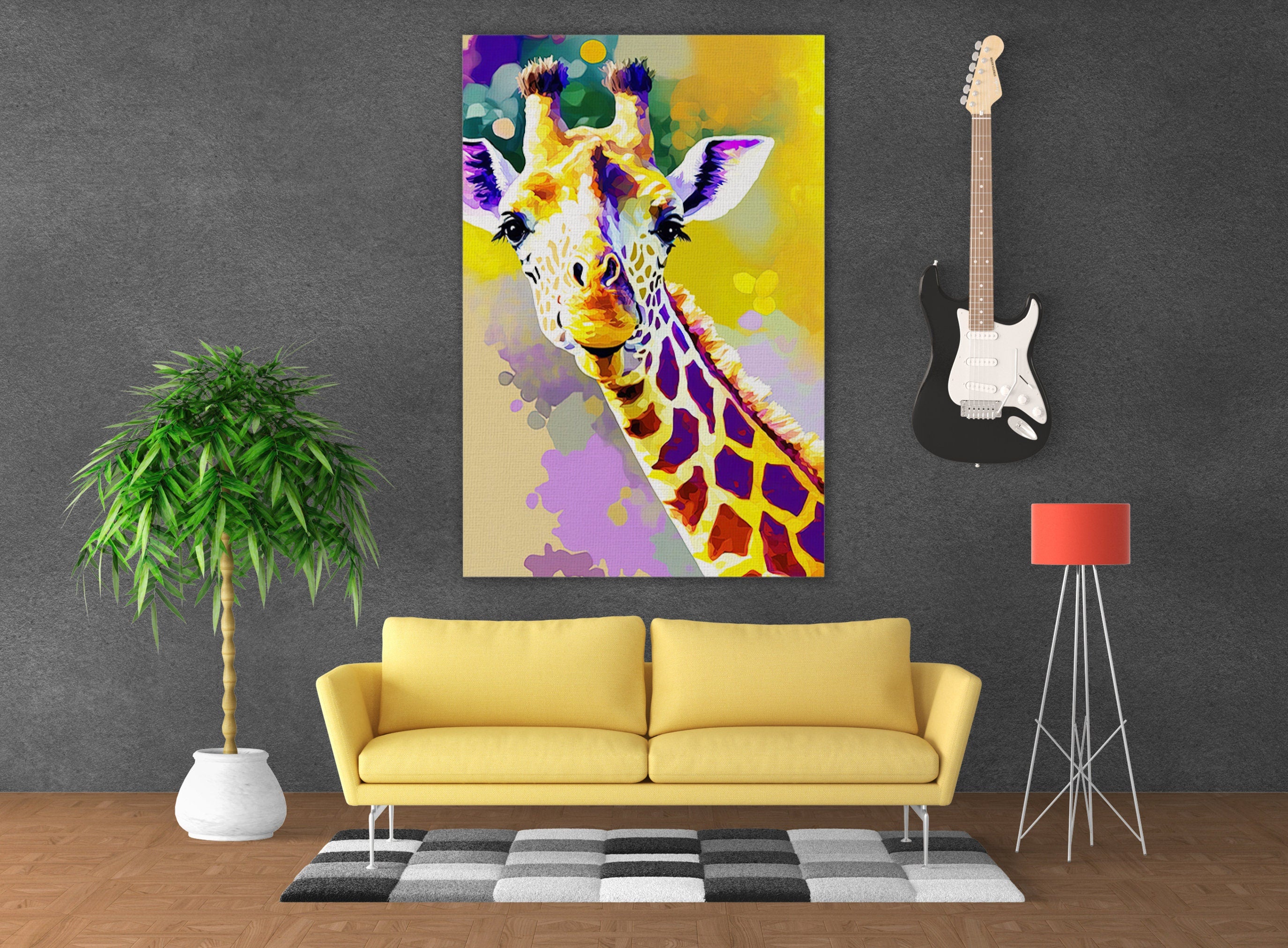 Giraffe Canvas Art - Nursery Wall Art | Wildlife Wall Decor, Safari Animal Painting