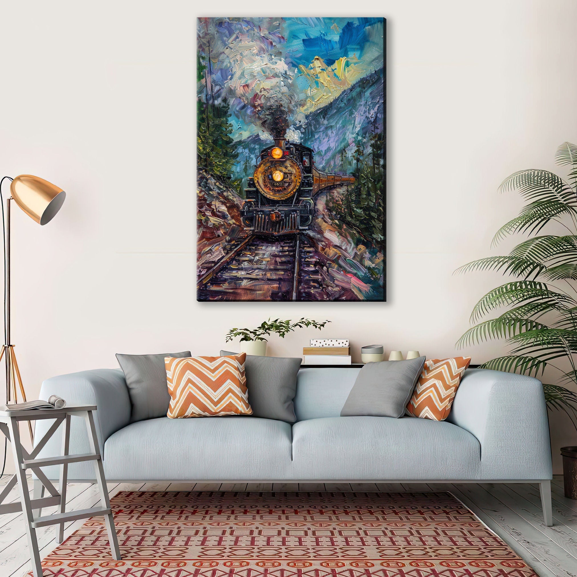 Railroad Engine Canvas - Large Locomotive Wall Art | Gallery Wrapped, Ready to Hang