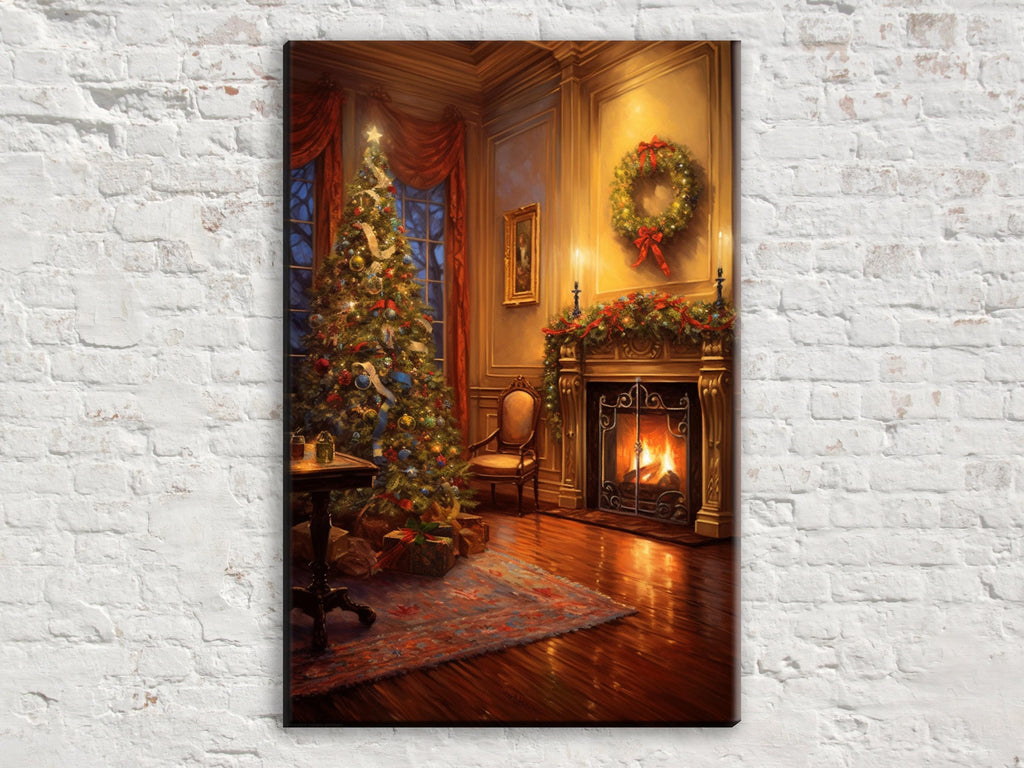 Christmas Canvas Art – Vintage Christmas Print on Gallery Wrapped Canvas, Extra Large Sizes