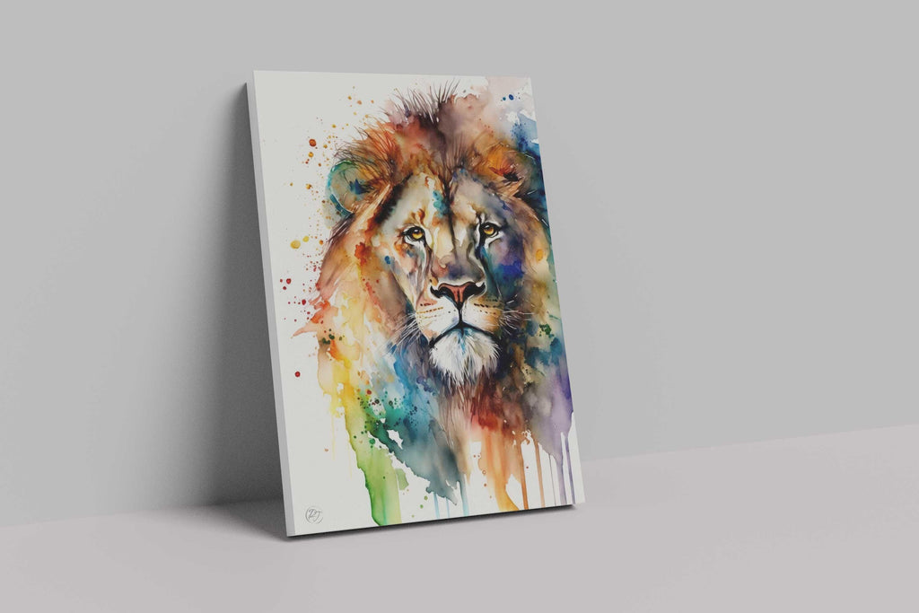 Lion Watercolor Art Print, Nursery Animal Canvas Print, Wildlife Decor, Framed Kids Wall Art