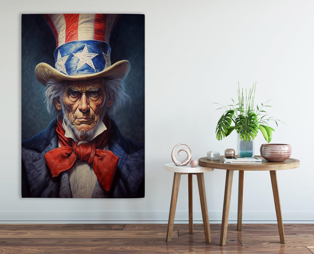 Uncle Sam Canvas Art – Patriotic Wall Art | Large Canvas Print With Wood Frame