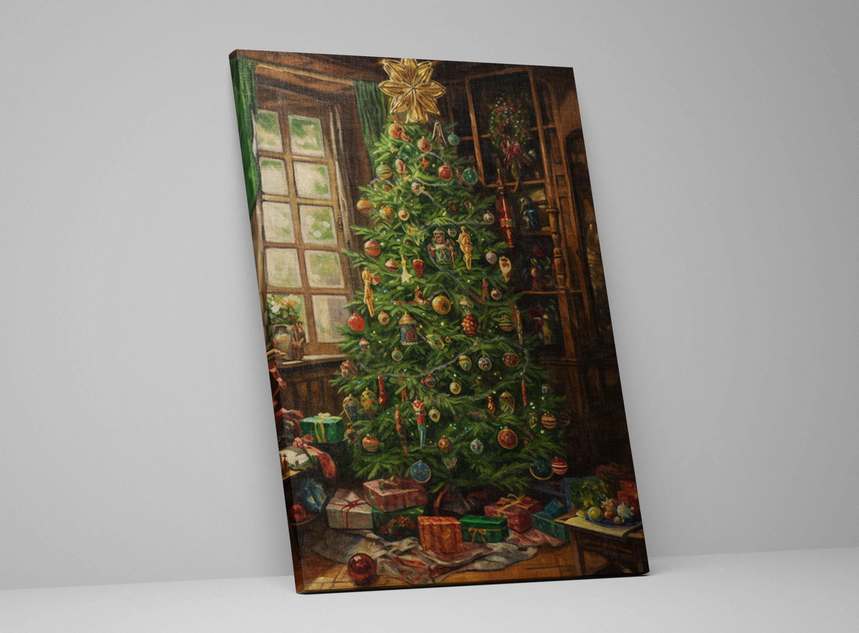Holiday Canvas Art - Vintage Christmas Wall Decor | Extra Large Gallery Wrapped Print