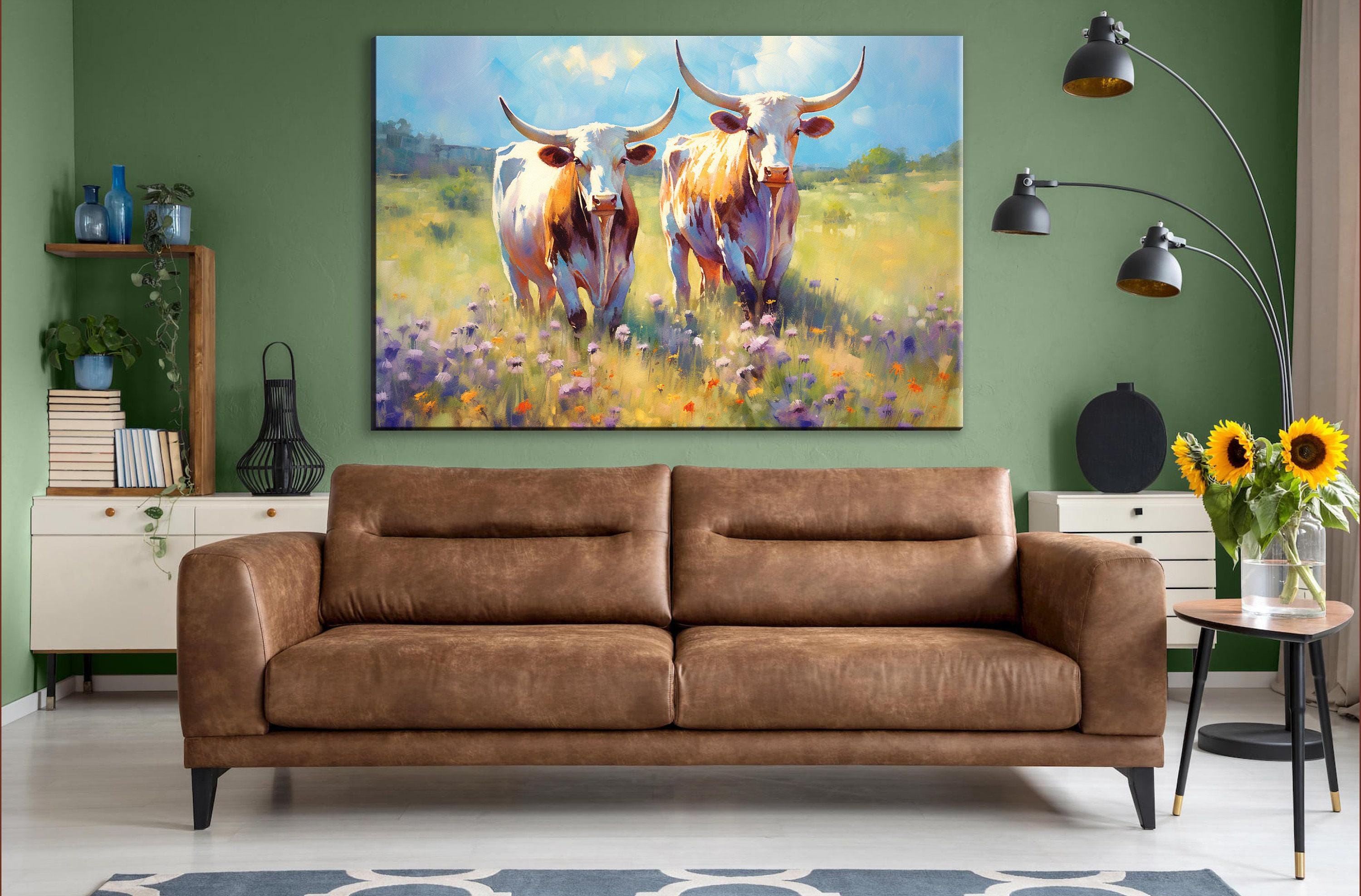 Texas Longhorn Canvas - Large Western Wall Art | Rustic Texas Pride Canvas