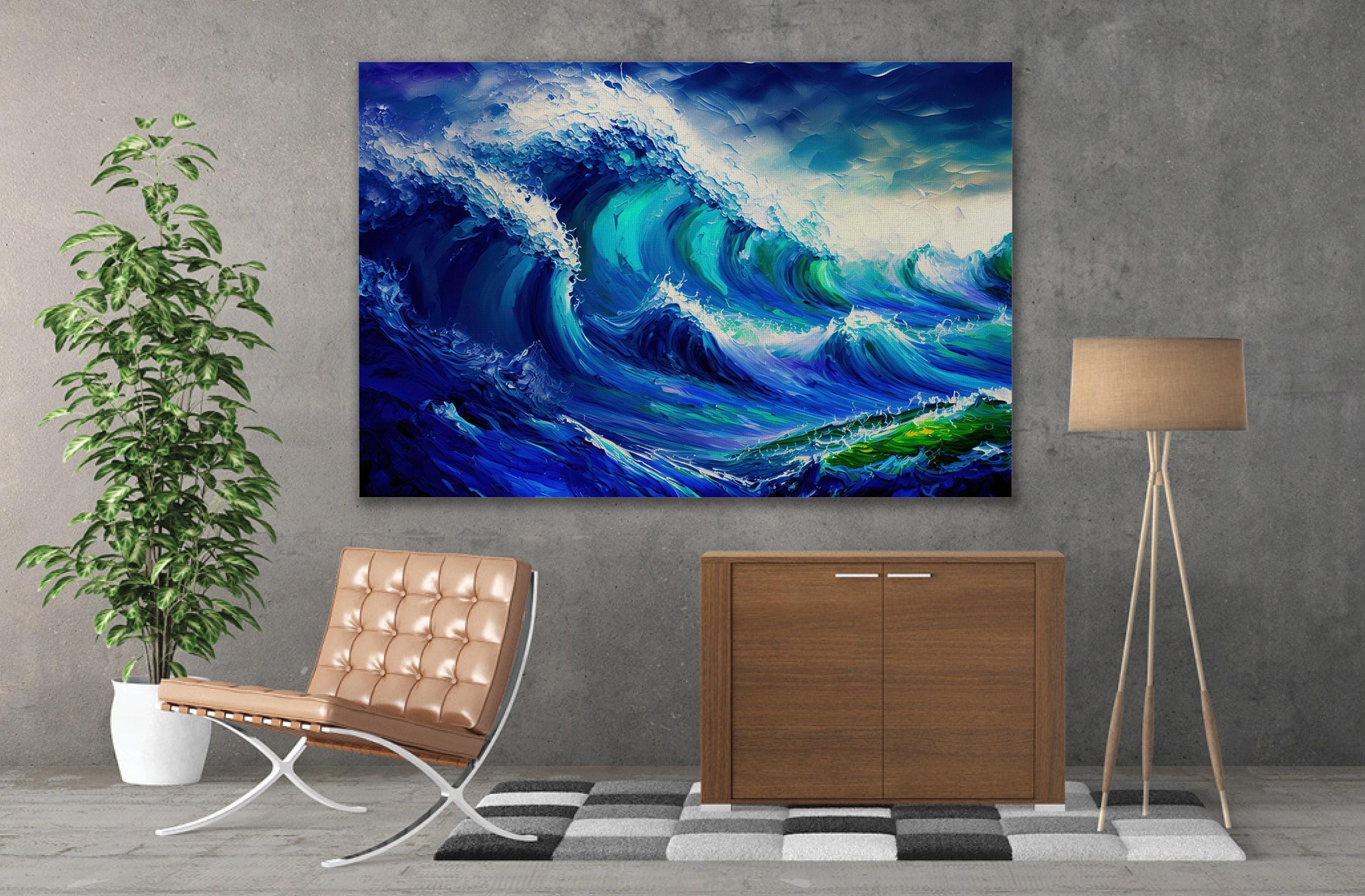 Blue Ocean Wave Canvas – Vibrant Wave Artwork | Nautical Home Decor