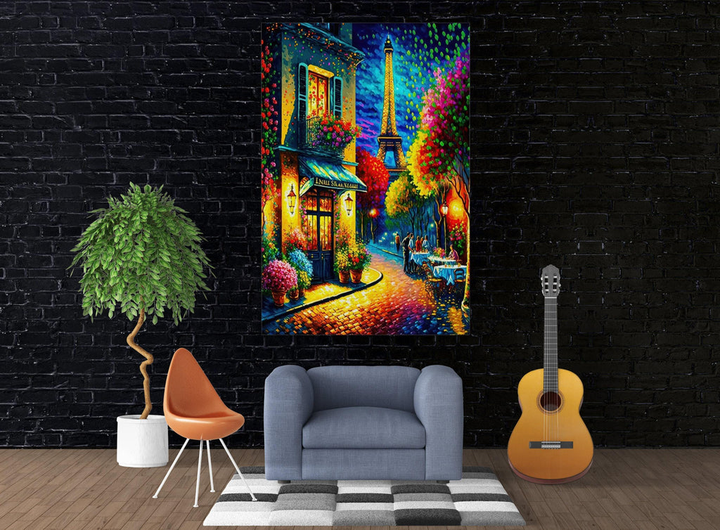 Paris Eiffel Tower Painting – Vibrant Paris Cityscape Print | Gallery Ready Canvas Art