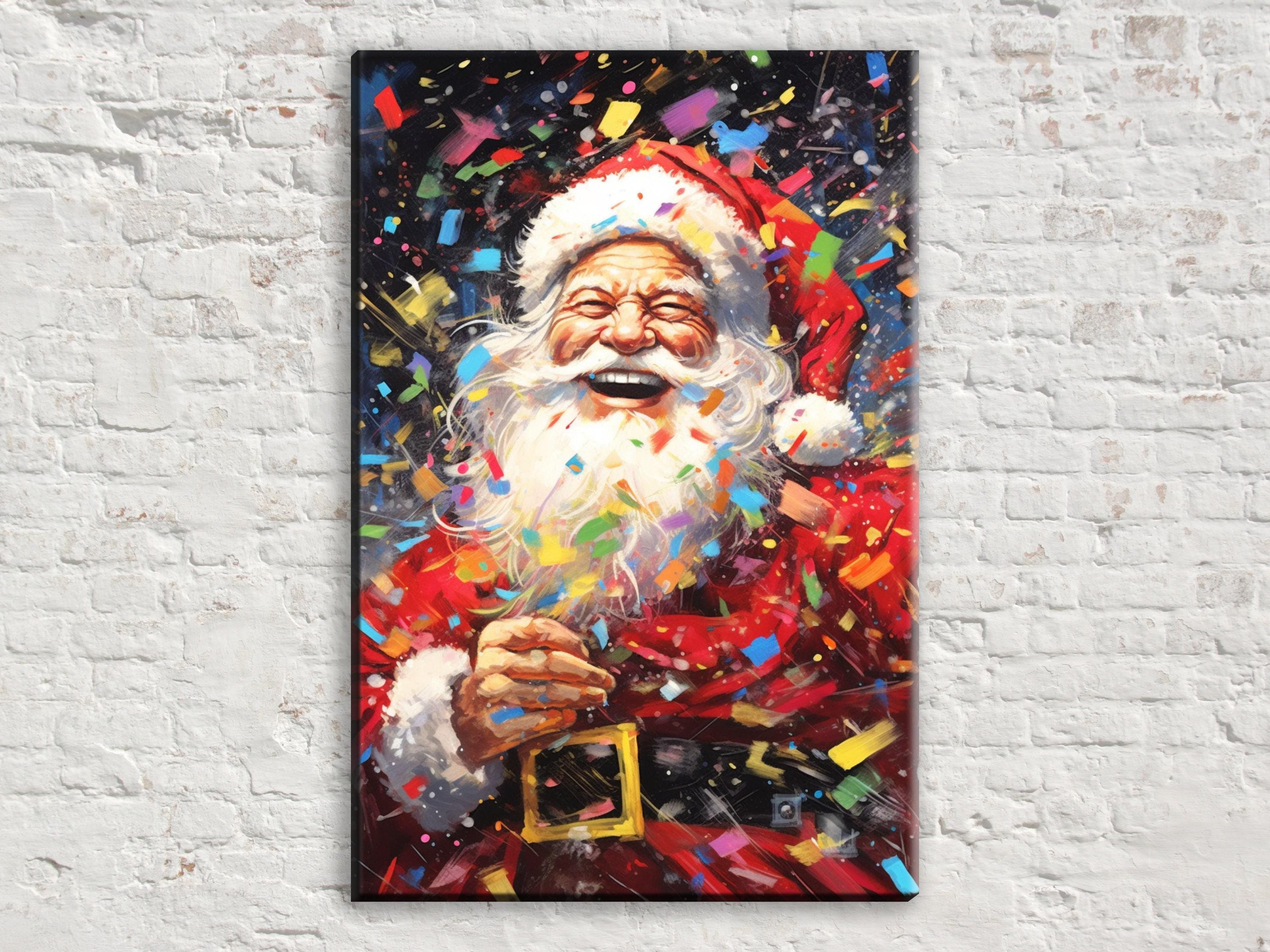 Santa Claus Wall Art - Large Christmas Canvas Print | Festive Holiday Decor