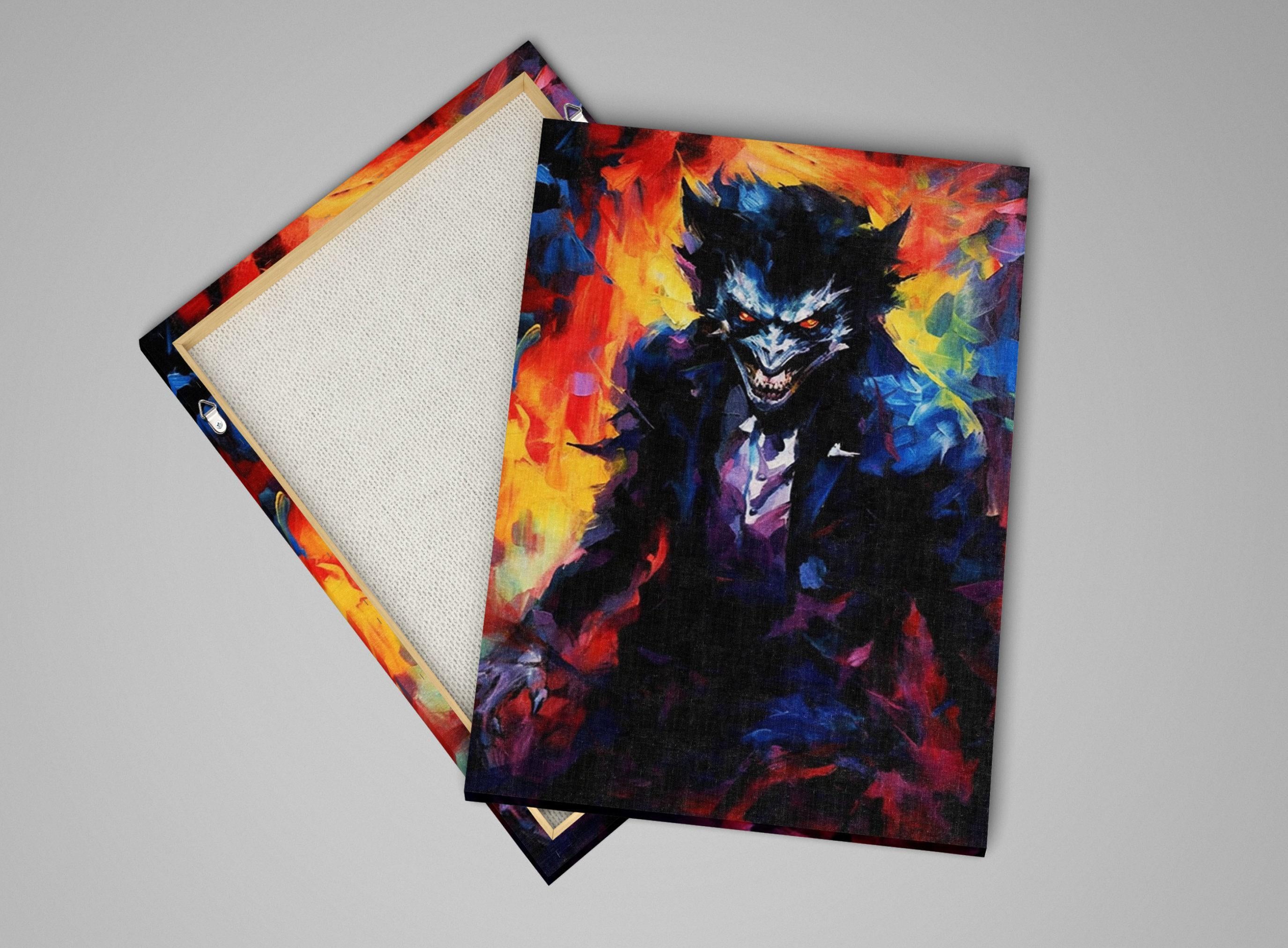 Werewolf Halloween Wall Art – Large Gallery Wrapped Canvas | Spooky Creature Decor