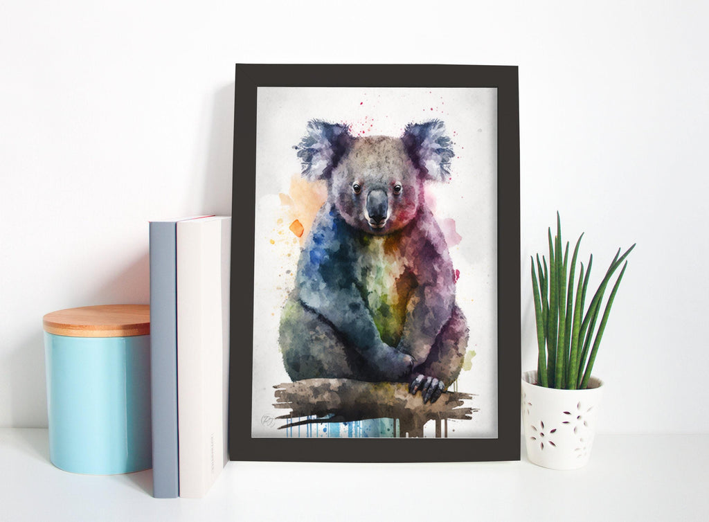 Wildlife Elegance: Koala Bear Watercolor Painting, Giclee Print on Canvas, Artist Paper, Watercolor Paper, Available in Extra Large Sizes
