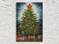 Christmas Tree Illustration - Whimsical Holiday Art on Gallery Wrapped Canvas, Extra Large