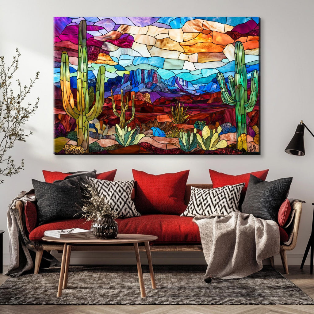 a living room filled with furniture and a painting on the wall