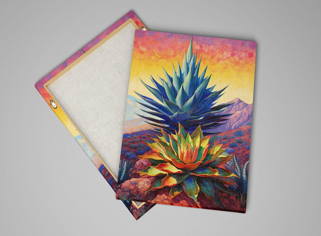Blue Agave Plant Canvas – Large Desert Landscape Print | Southwest Wall Art