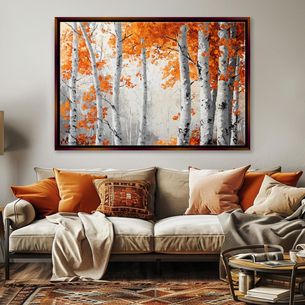 Fall Birch Trees Art – Extra Large Wall Art | Gallery Wrapped Canvas Print