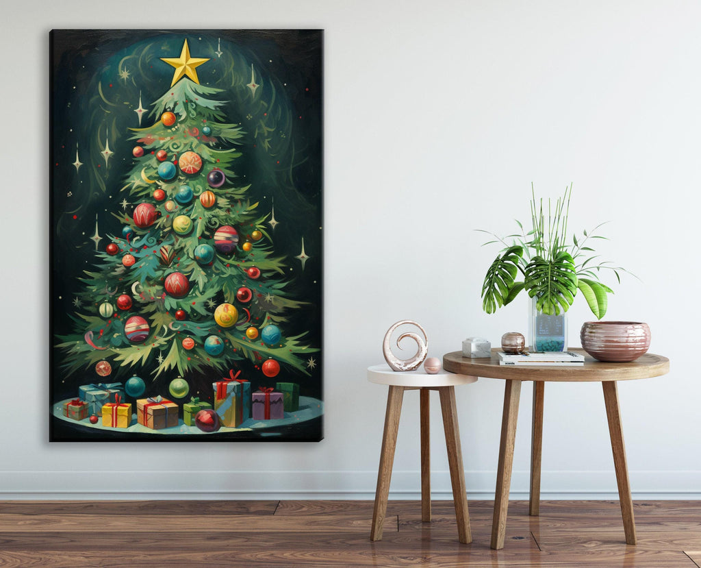 Art Deco Christmas Tree - Extra Large Gallery Wrapped Canvas Print | Chic Holiday Wall Decor