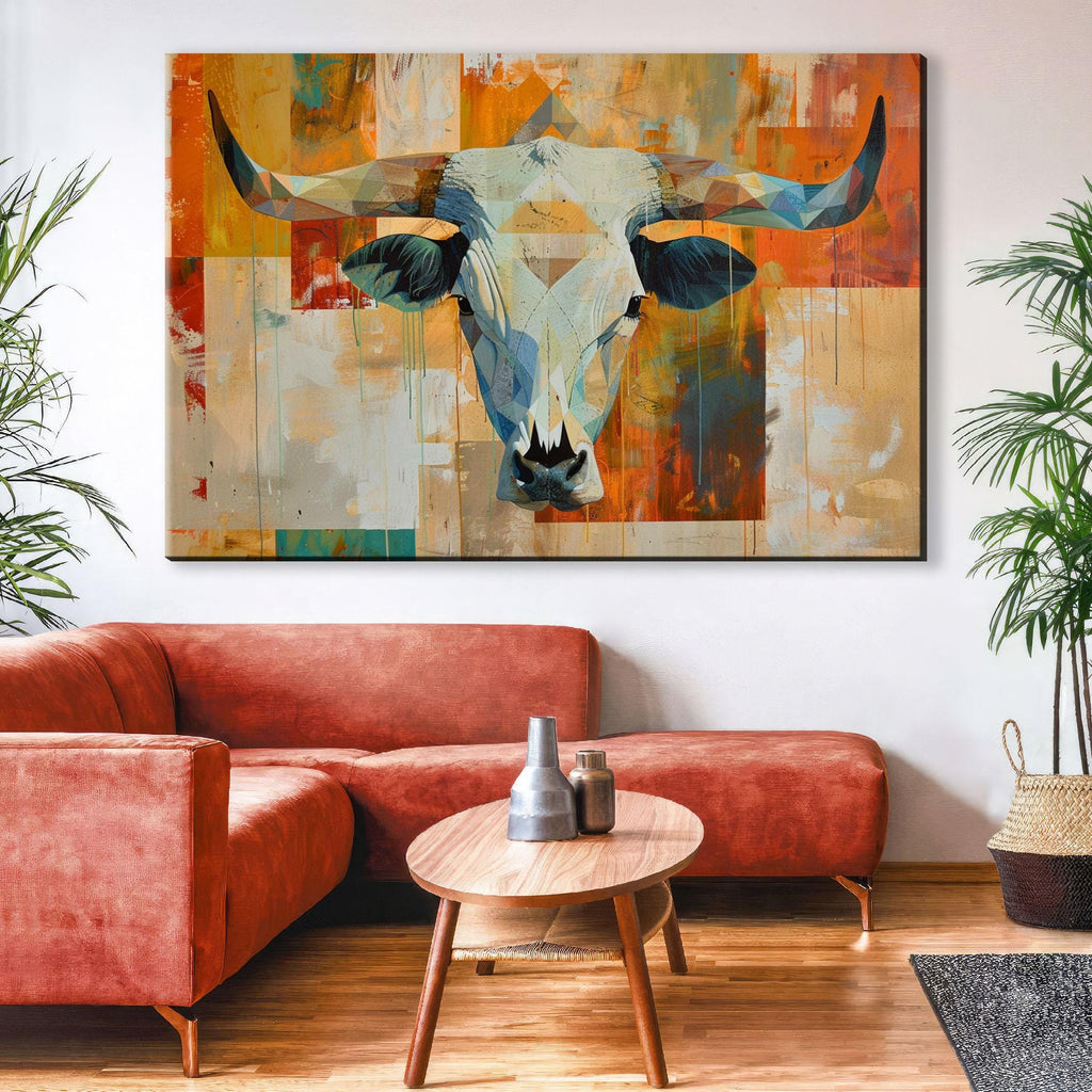 Texas Cow Skull Art - Large Western Skull Decor | Rustic Cowboy Ranch Canvas Print