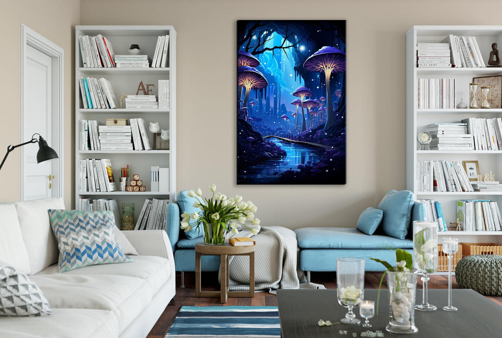 Mystical Mushroom Canvas – Large Psychedelic Mushroom Print on Gallery Wrapped Canvas