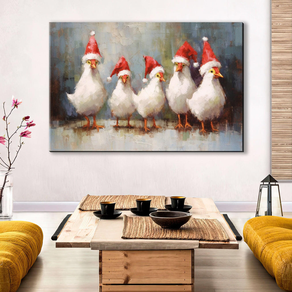 Holiday Chicken Canvas – Festive Farm Decor | Extra Large Gallery Wrapped Print