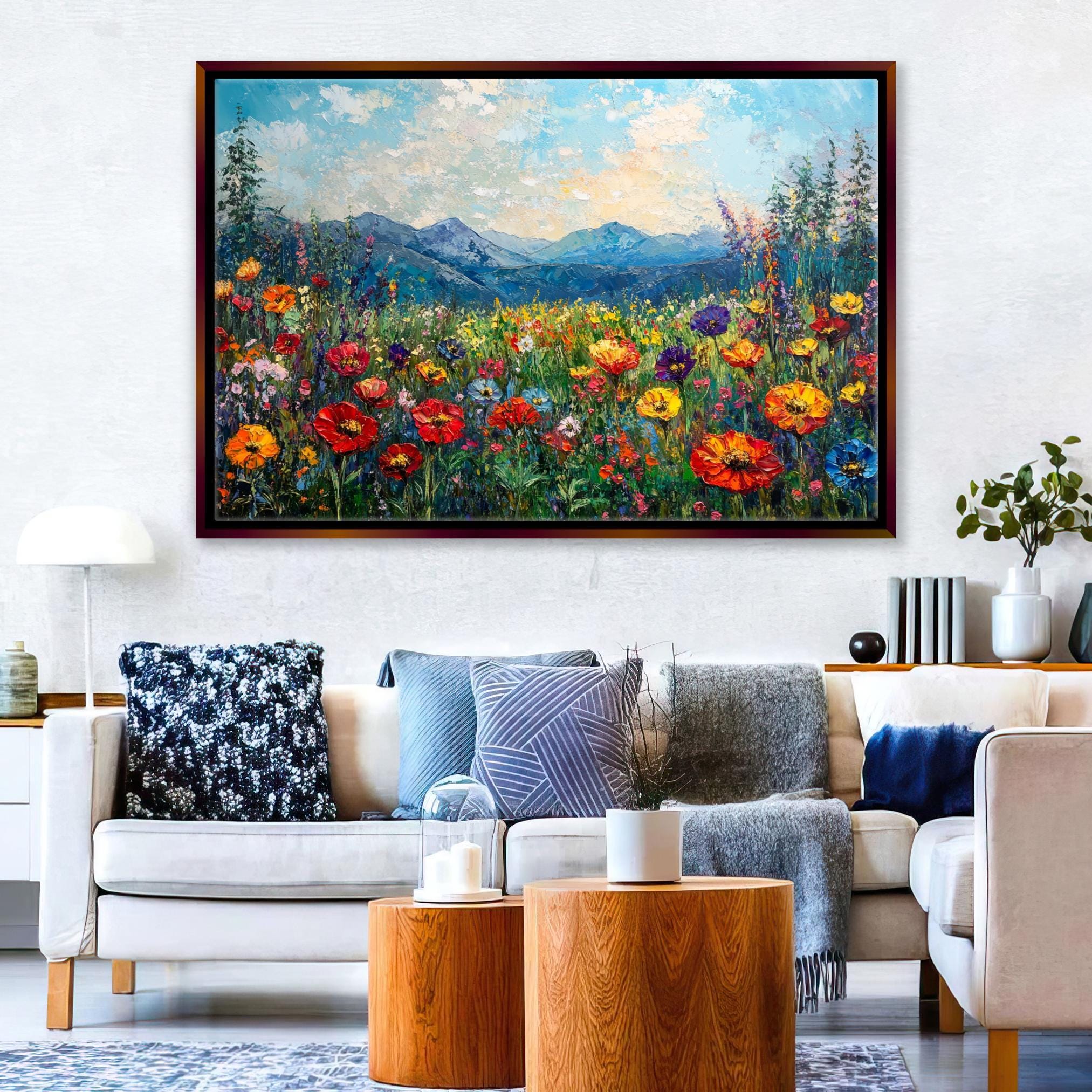 Wildflower Canvas Art - Extra Large Floral Print | Gallery Wrapped Canvas Ready to Hang