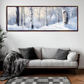 a living room with a couch and a painting on the wall