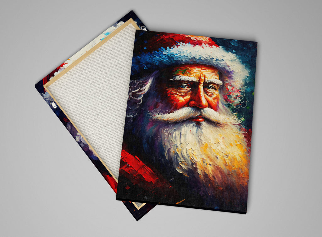 Christmas Canvas Print - Santa Claus Painting With Wooden Frame & Scratch Resistant Coating
