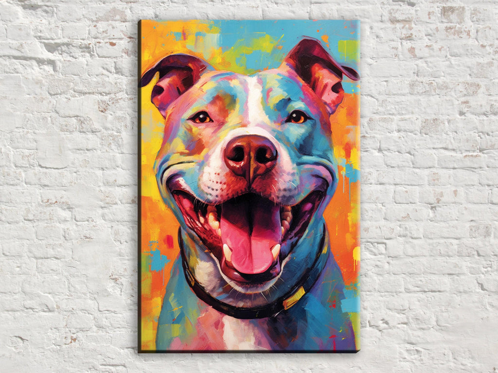Pitbull Dog Canvas - Large Canvas Print With Vibrant Pop Art Dog Wall Art