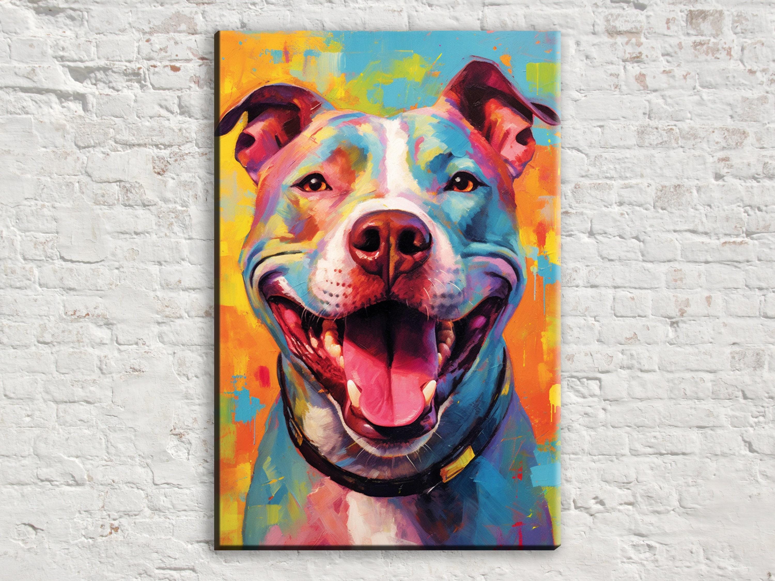 Pitbull Dog Canvas - Large Canvas Print With Vibrant Pop Art Dog Wall Art