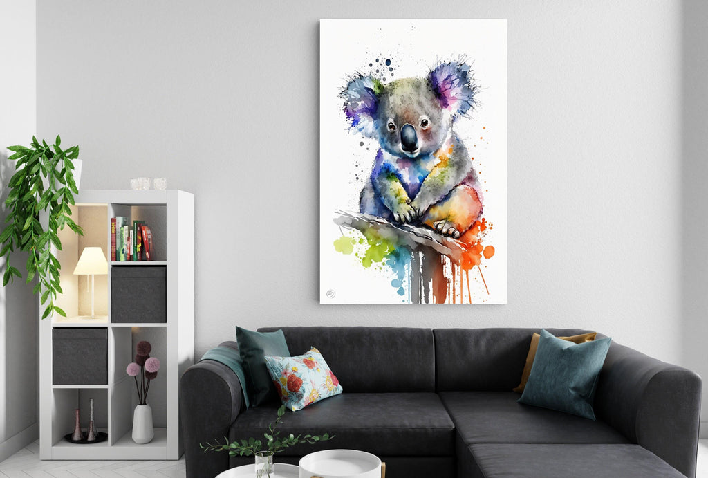 Koala Serenity: Watercolor Canvas Wall Art Print, Giclee Print on Canvas, Artist Paper, Watercolor Paper, Available in Extra Large Sizes
