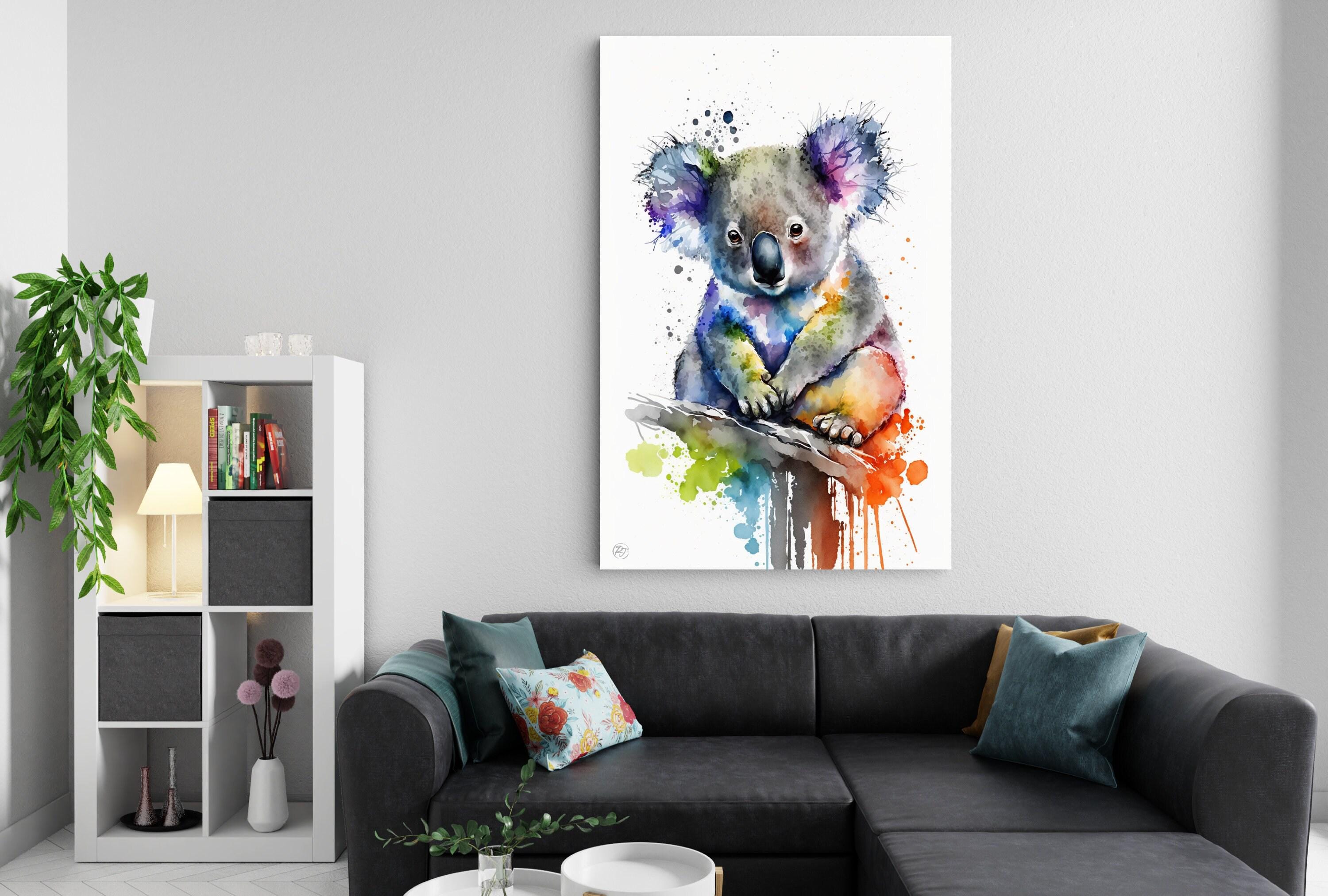 Koala Serenity: Watercolor Canvas Wall Art Print, Giclee Print on Canvas, Artist Paper, Watercolor Paper, Available in Extra Large Sizes