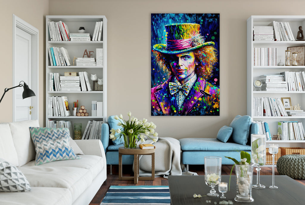 Mad Hatter Wall Art – Vibrant Fantasy Painting on Gallery Ready Canvas Print