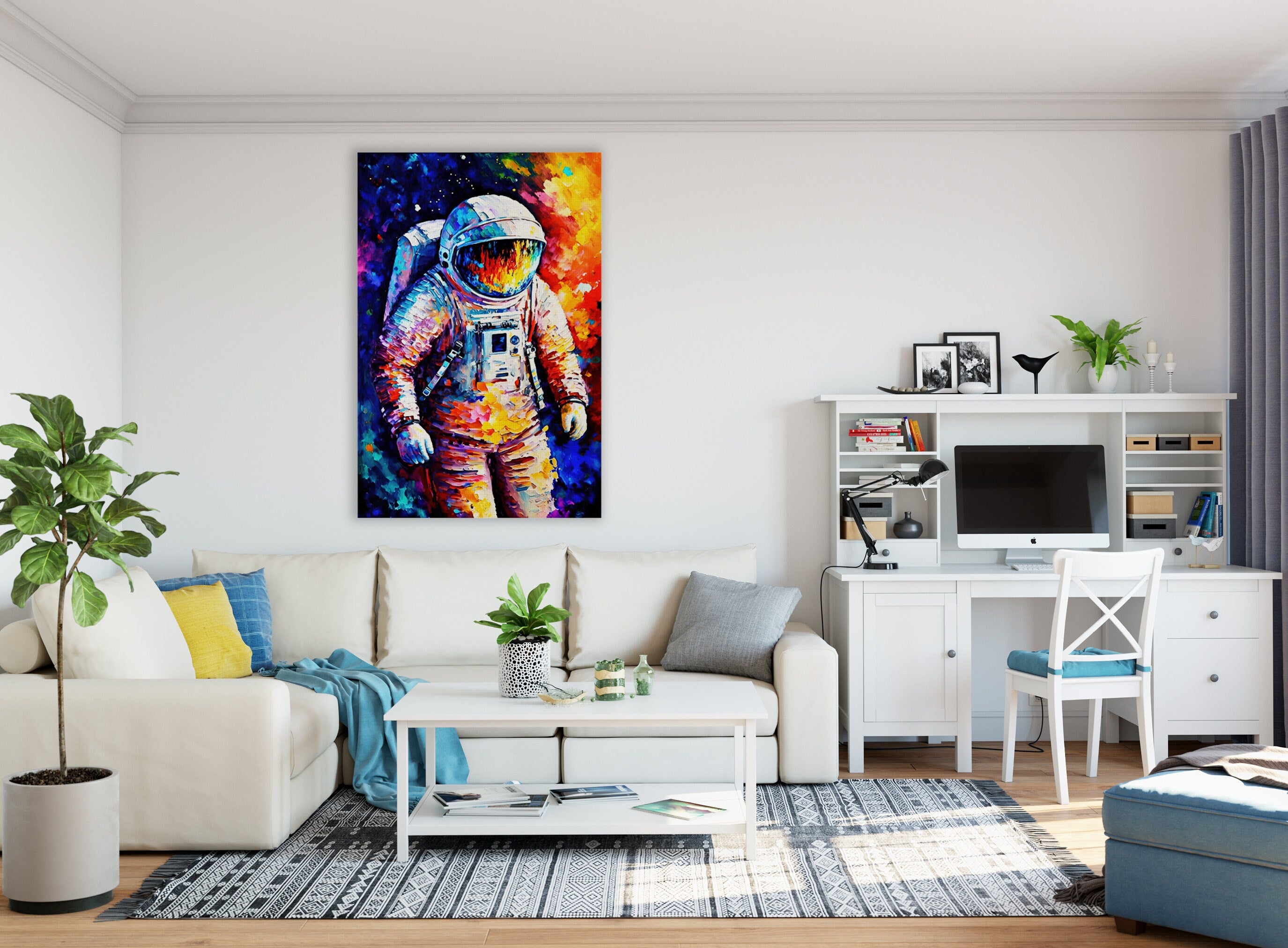Astronaut Art Print – Colorful Space Art Canvas | Gallery Wrapped Ready to Hang