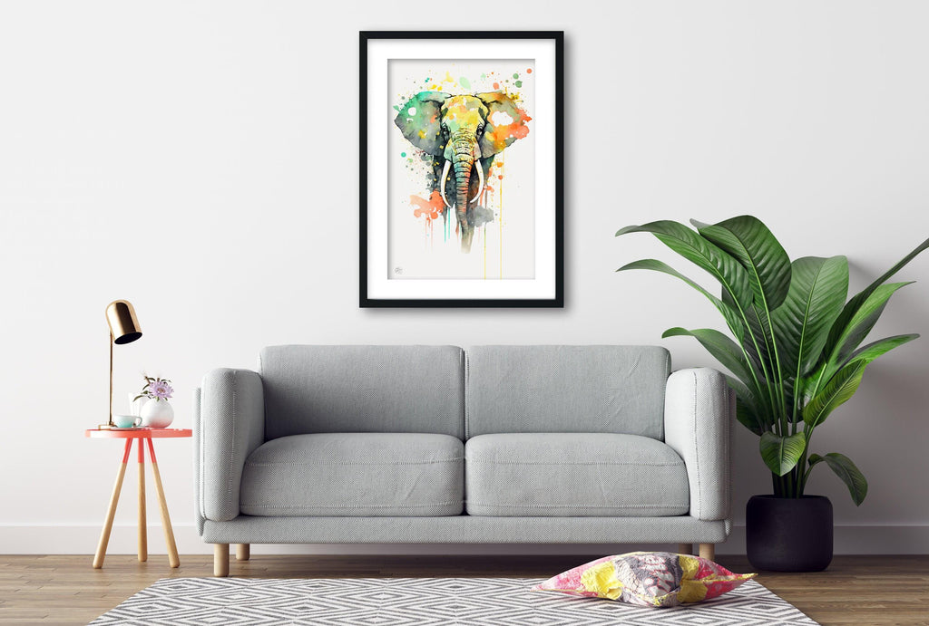 Wildlife Enthusiast's Delight: Elephant Watercolor, Giclee Print on Canvas, Artist Paper, Watercolor Paper, Available in Extra Large Sizes