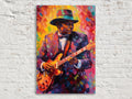 Jazz Guitarist Canvas - Large Pop Art Painting for Music Room Wall Art Decor