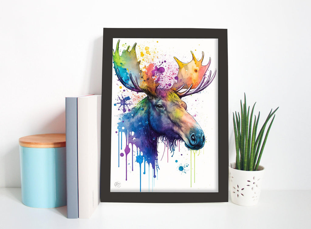 Wildlife Majesty: Moose Watercolor Painting, Giclee Print on Canvas, Artist Paper, Watercolor Paper, Available in Extra Large Sizes