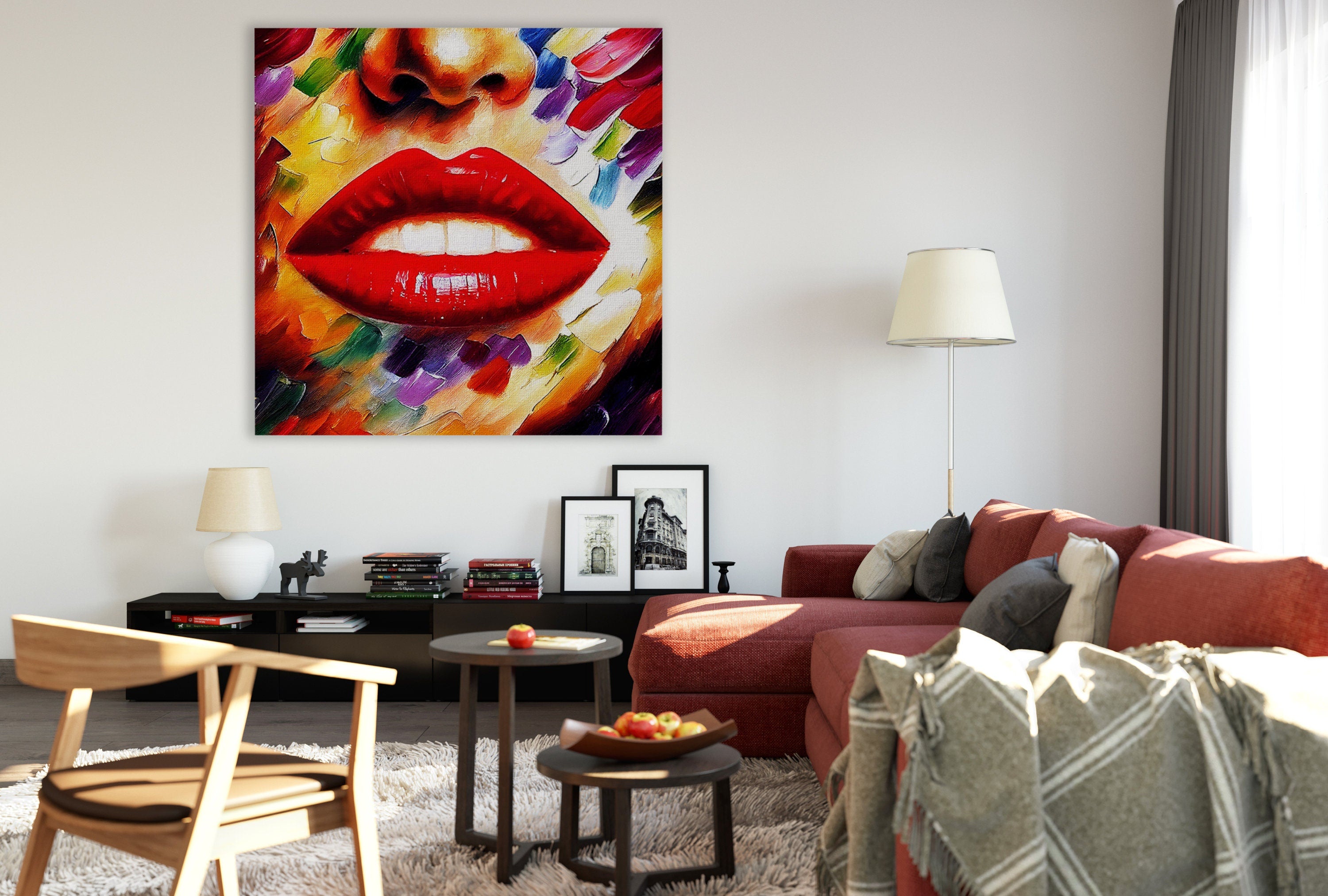 Red Lips Canvas Print - Vibrant Wall Decor With Colorful Lips Art Reproduction