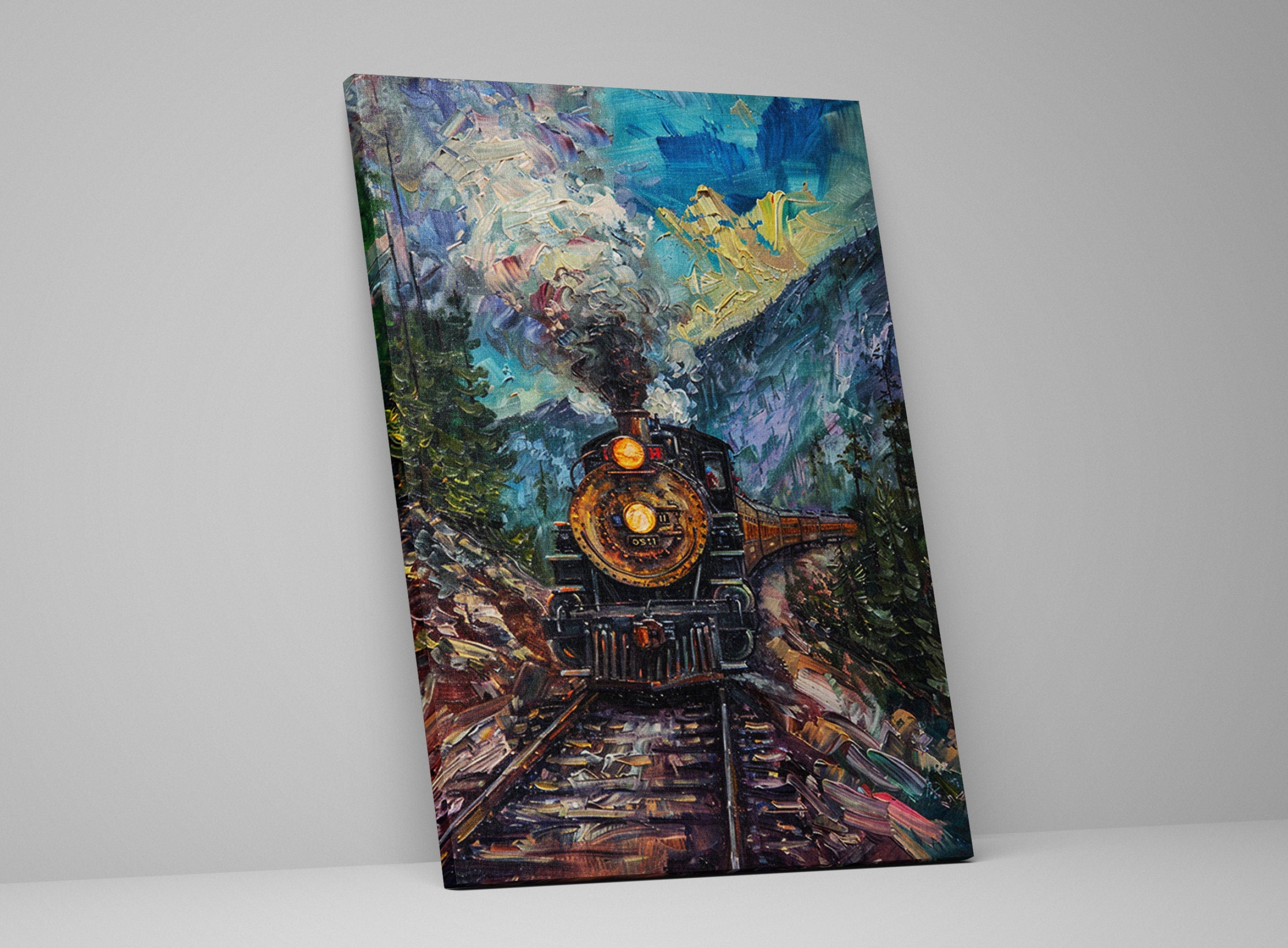 Railroad Engine Canvas - Large Locomotive Wall Art | Gallery Wrapped, Ready to Hang