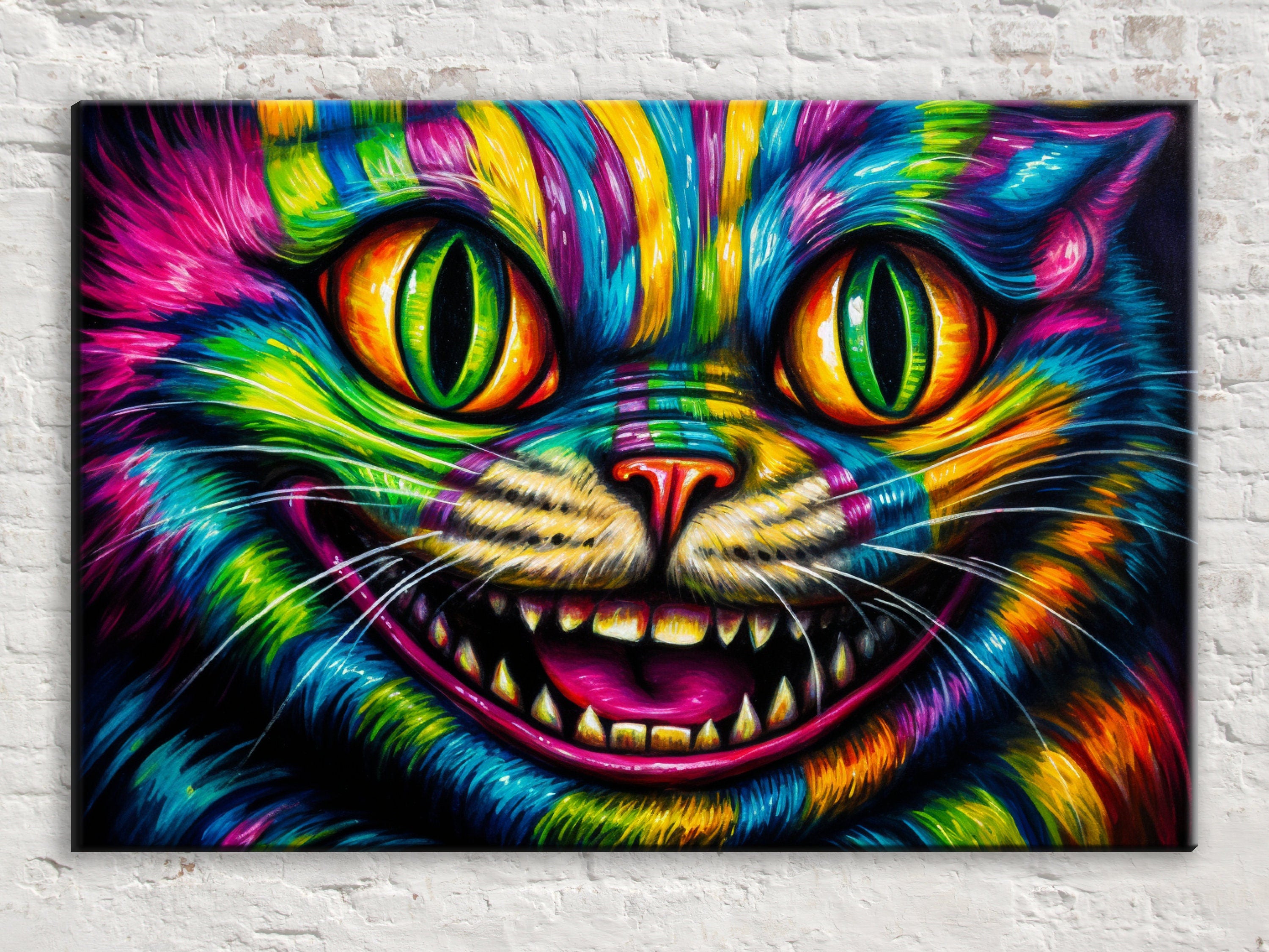 Whimsical Canvas Print – Cheshire Cat Artwork on Gallery Wrapped Canvas, Ready to Hang