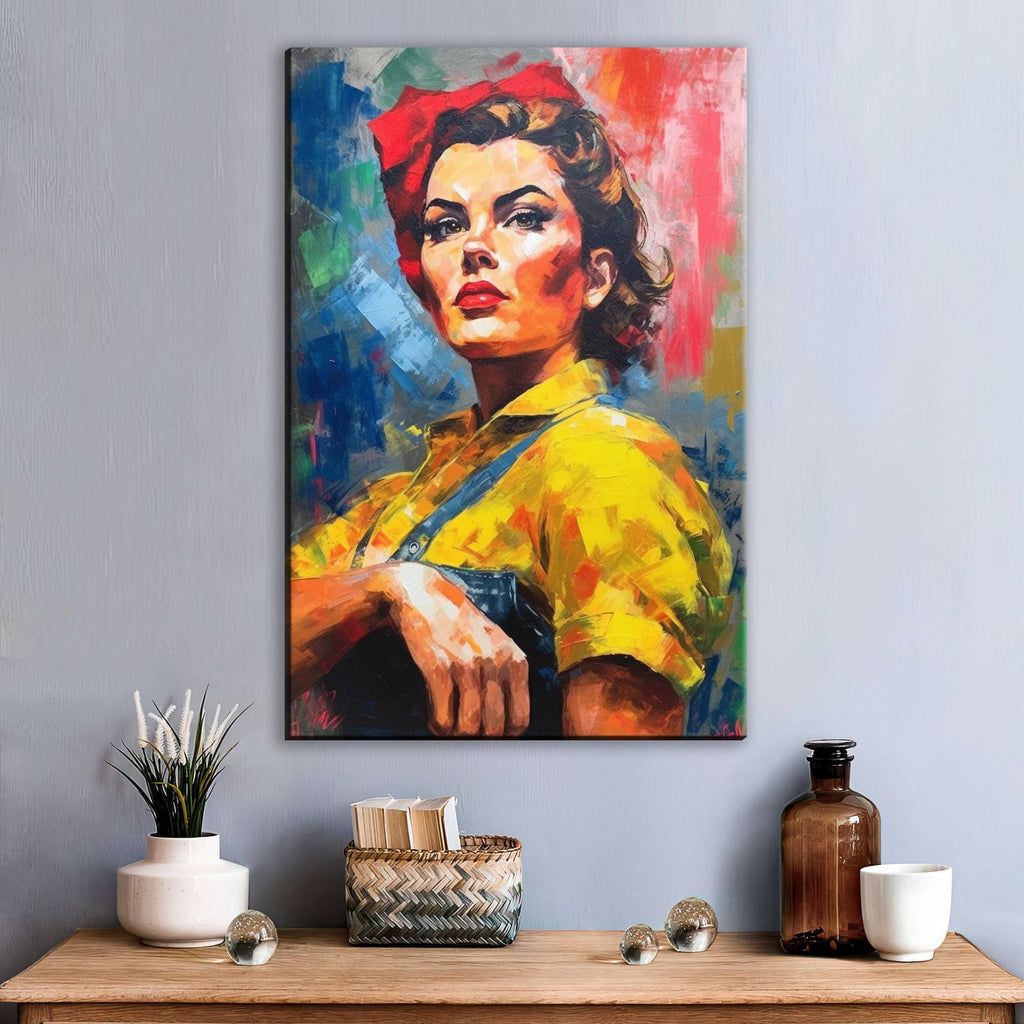 Rosie the Riveter Canvas | Iconic Feminist Wall Art - Large Empowering Print