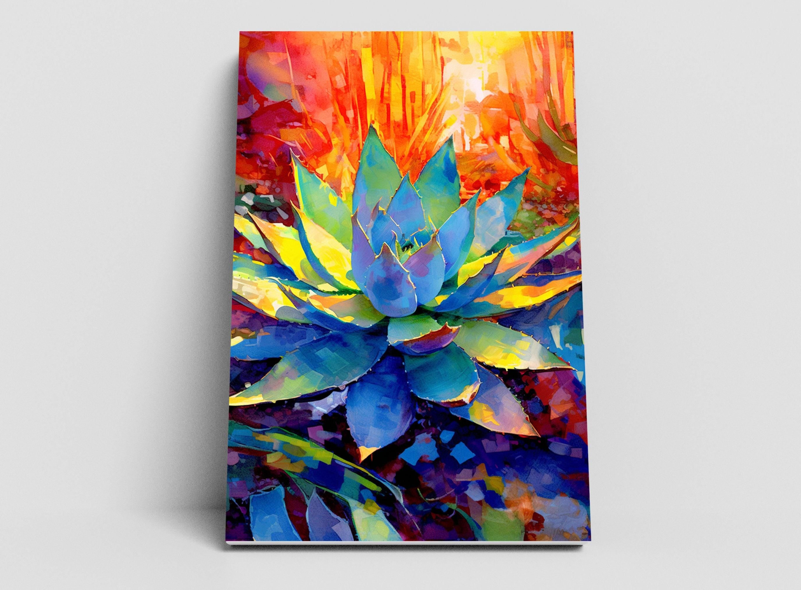Sunset Glow Agave - Southwest Watercolor Wall Decor, Giclee Print on Canvas, Artist Paper, Watercolor Paper, Available in Extra Large Sizes