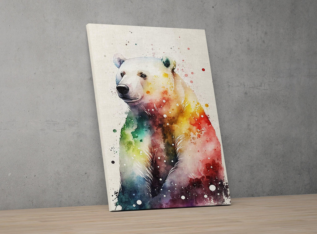 Wildlife Serenity: Polar Bear Watercolor Painting, Giclee Print on Canvas, Artist Paper, Watercolor Paper, Available in Extra Large Sizes