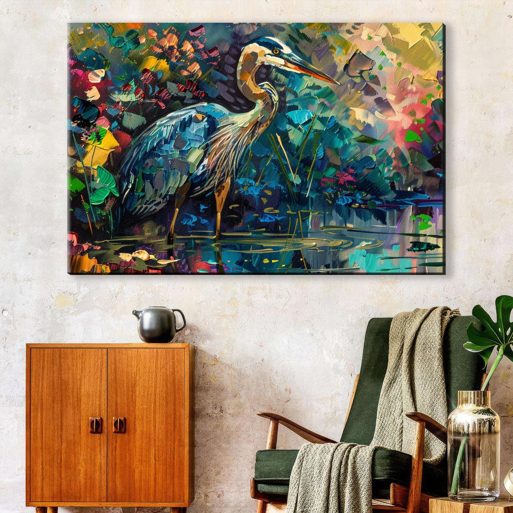 Blue Heron Canvas Print – Large Gallery Wrapped Canvas With Vibrant Wildlife Art