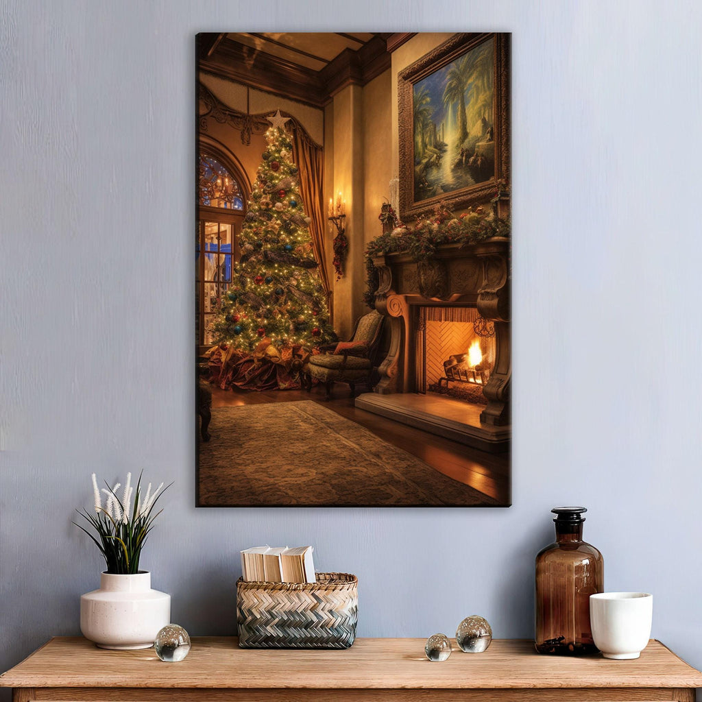 Christmas Canvas Art - Festive Tree Artwork on Gallery Wrapped Canvas, Ready to Hang Extra Large Print