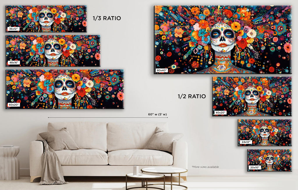 a living room with a couch and a painting on the wall