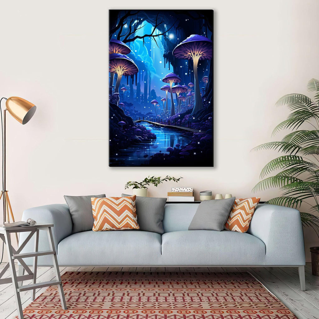 Mystical Mushroom Canvas – Large Psychedelic Mushroom Print on Gallery Wrapped Canvas