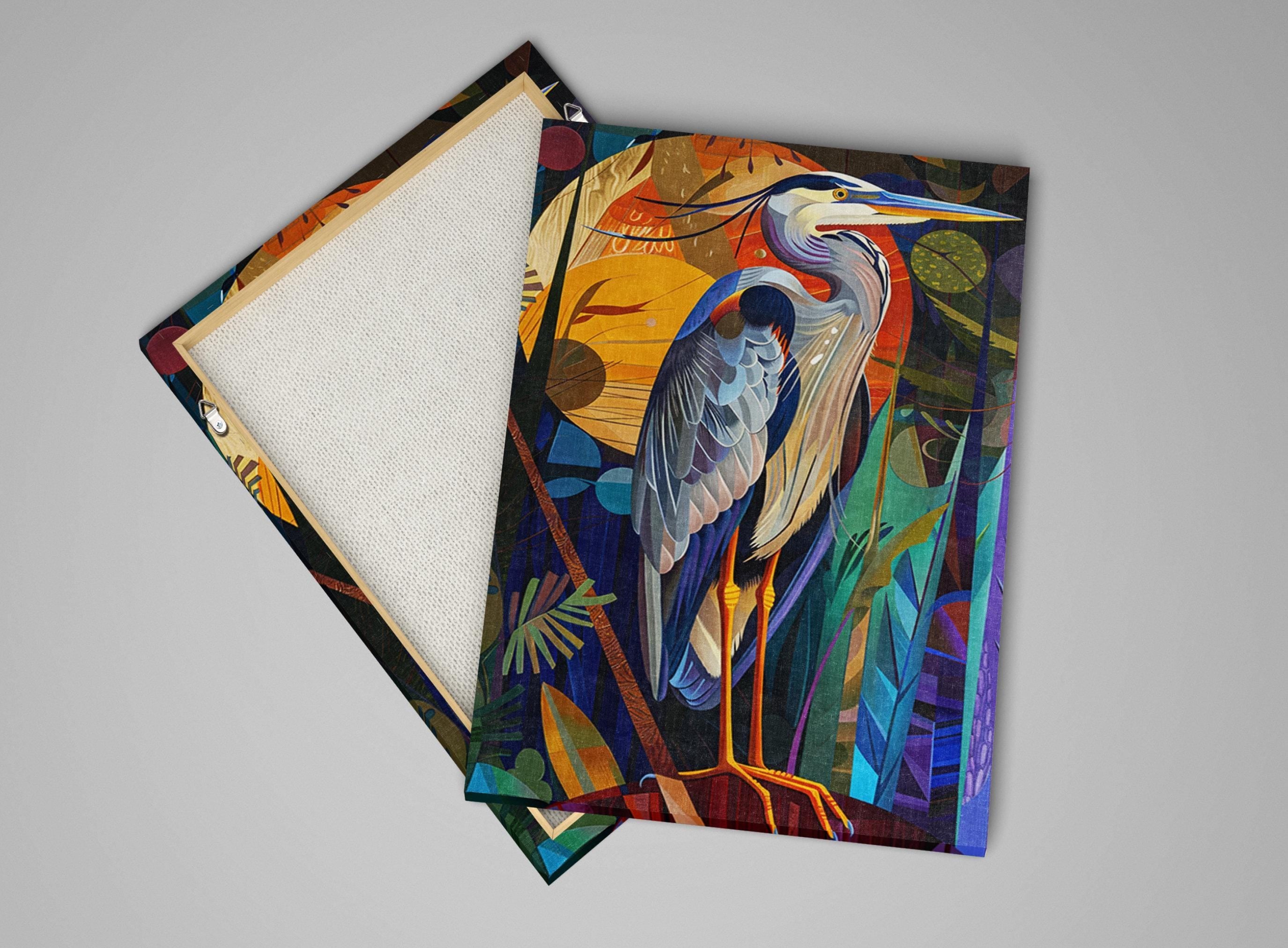 Blue Heron Wall Art – Large Canvas Art | Gallery Wrapped Canvas With Real Wood Frame