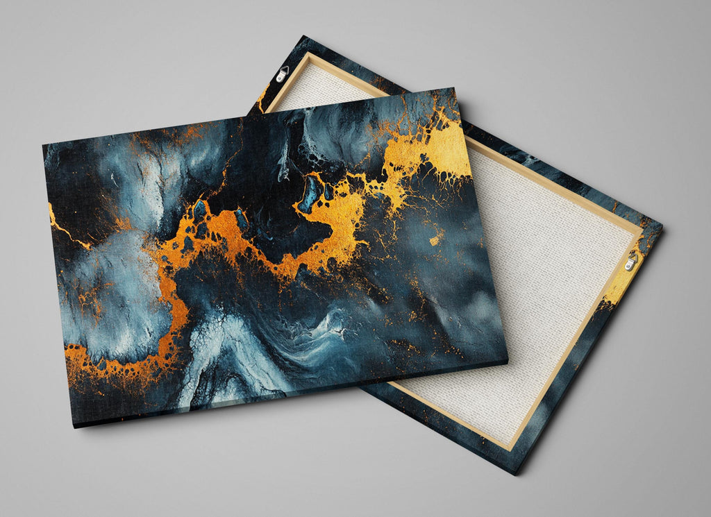 a couple of paintings sitting on top of a table