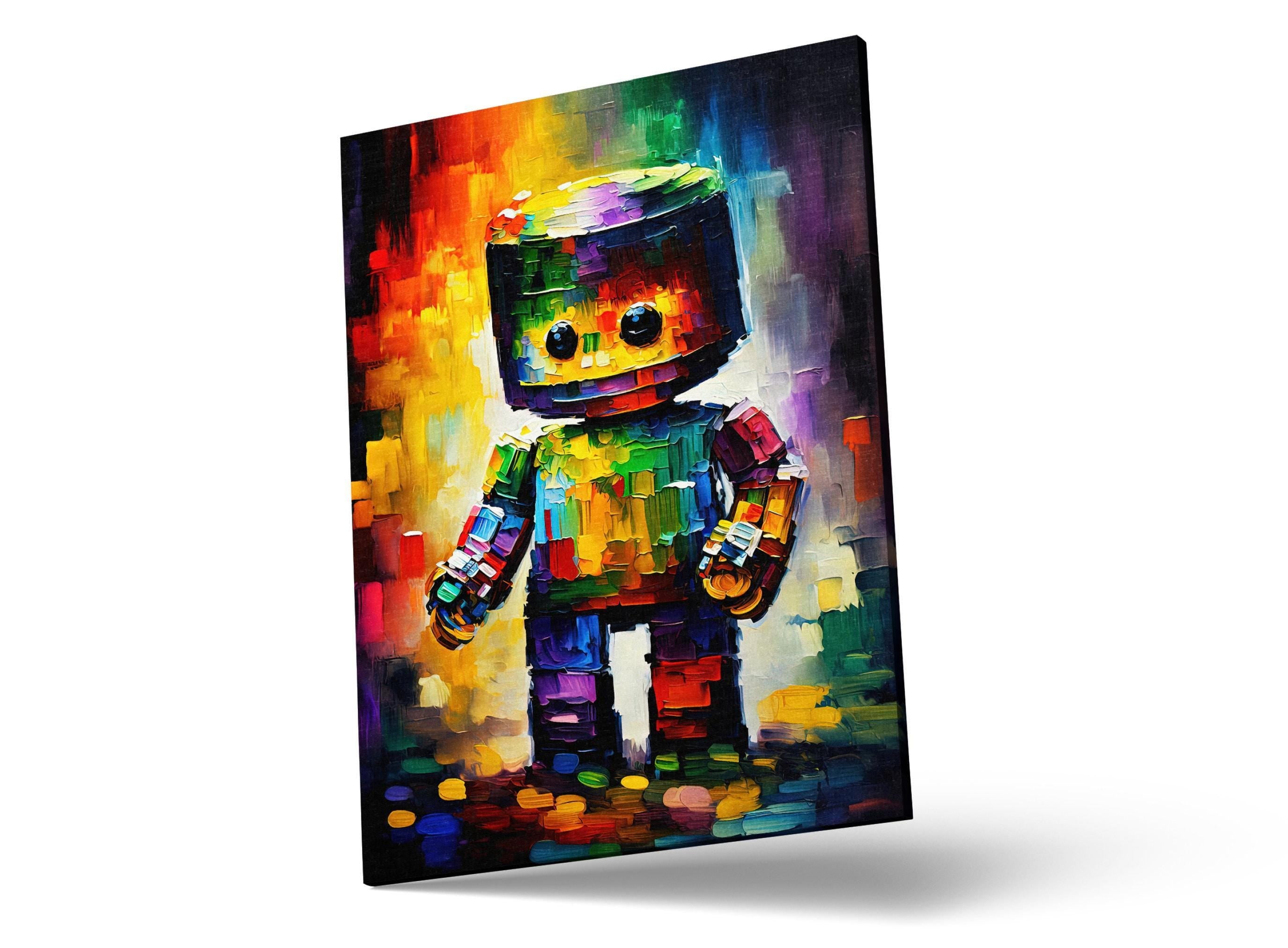 Cute Robot Art - Kids Robot Painting | Whimsical Nursery Room Decor Print