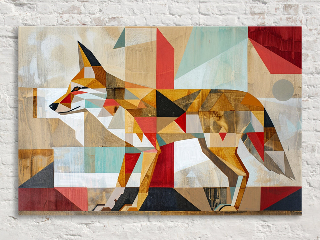 Mid-Century Coyote Art – Extra Large Gallery Wrapped Canvas with Wood Frame